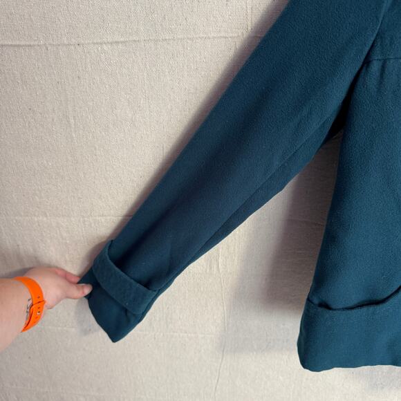 Voice Hooded Jacket Size S Teal Blue Wool Blend Lined with Pockets Warm Winter - Picture 4 of 11
